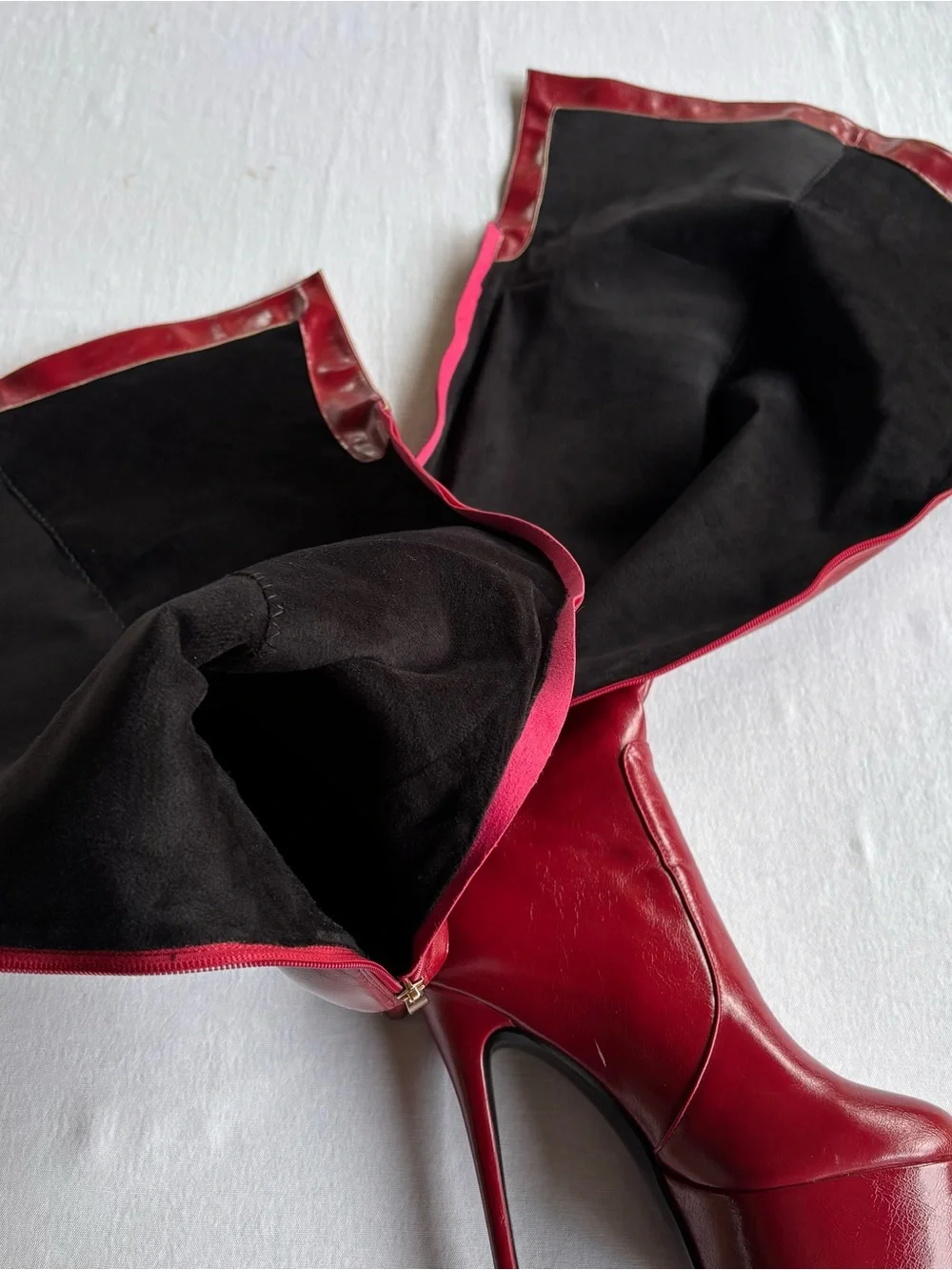 Women's Over-the-Knee Platform Stiletto Boots - Red